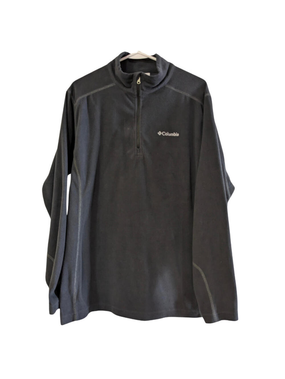 Columbia Men's Fleece Quarter-Zip Jacket, Medium, Black, Lightweight, Pullover
